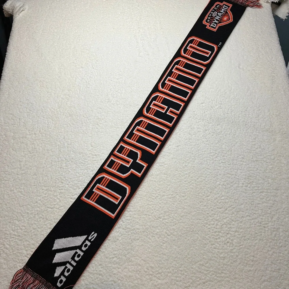 Adidas Houston Dynamo MLS Soccer Scarf Orange Black Knit Made in‎ England